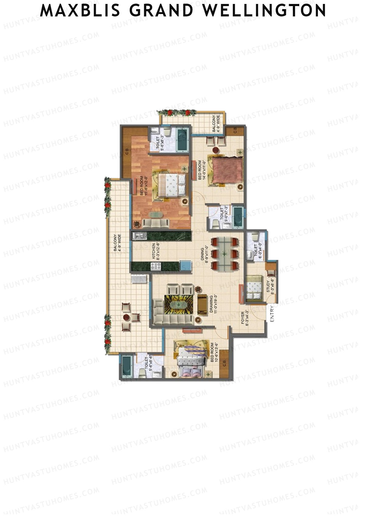 Maxblis Grand Wellington Tower B Unit 1 Floor Plan