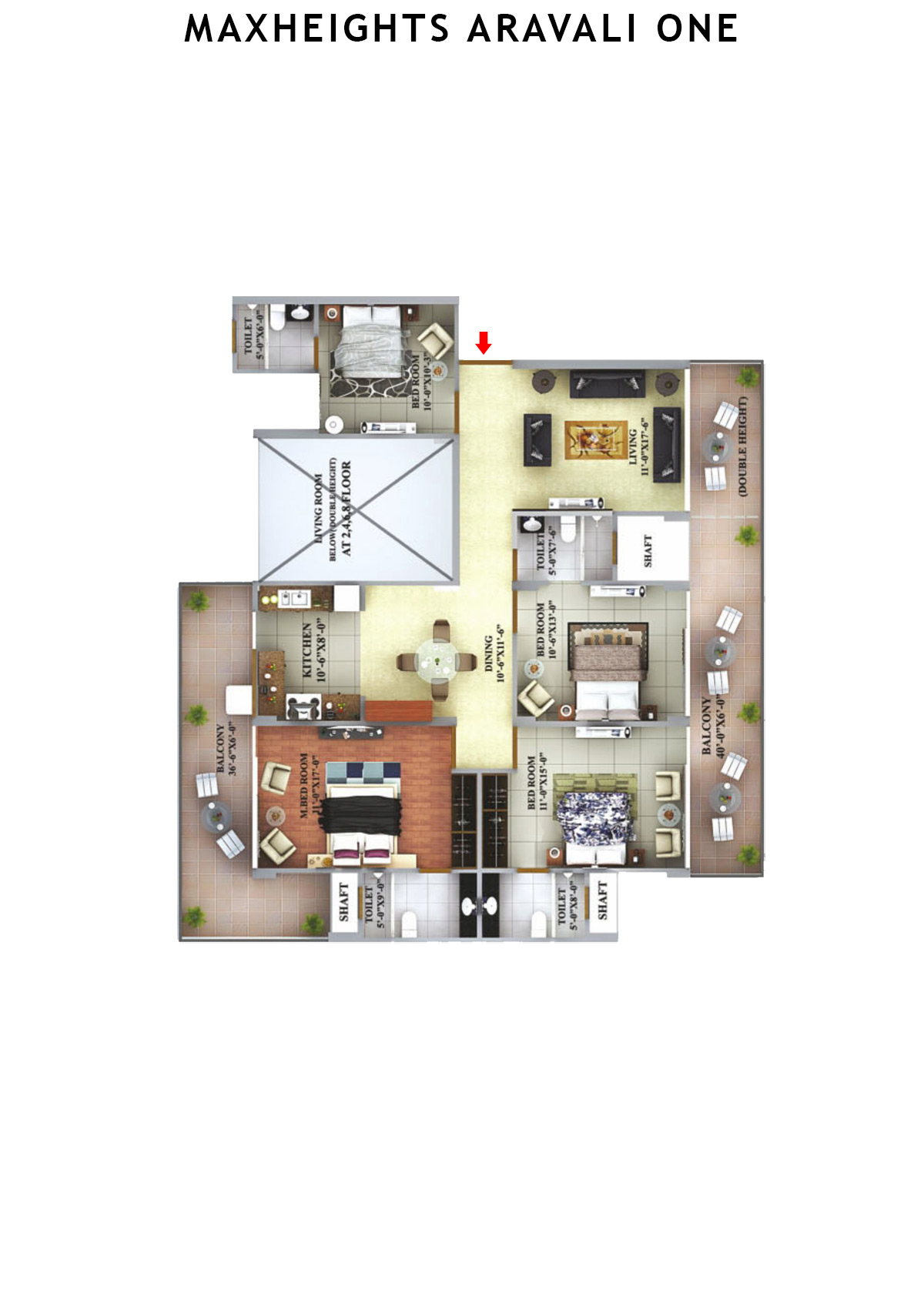 Maxheights Aravali One Block A Unit 2 (Type 1) Floor Plan