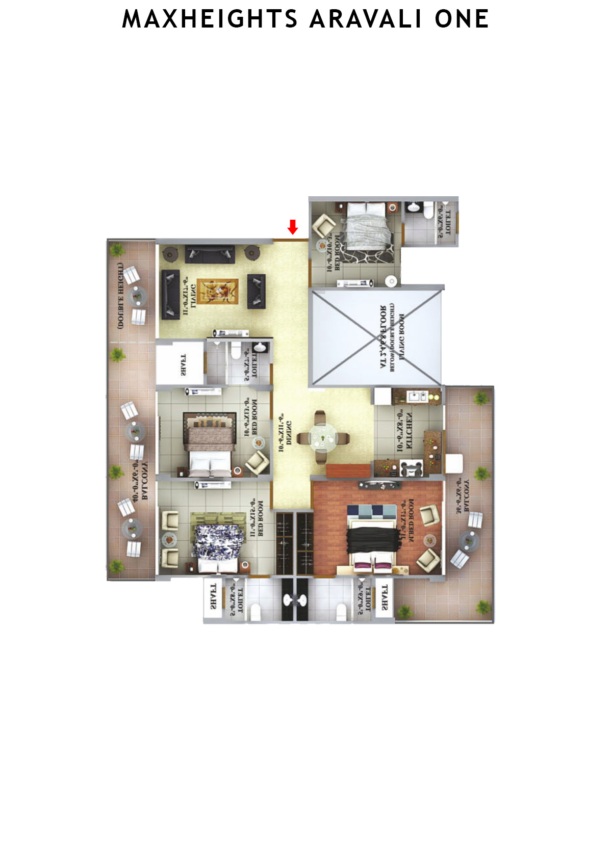 Maxheights Aravali One Block A Unit 2 (Type 2) Floor Plan
