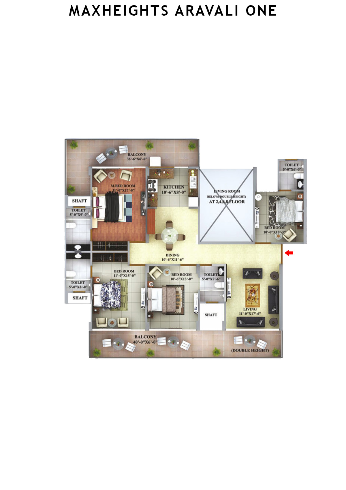 Maxheights Aravali One Block A Unit 3 (Type 1) Floor Plan