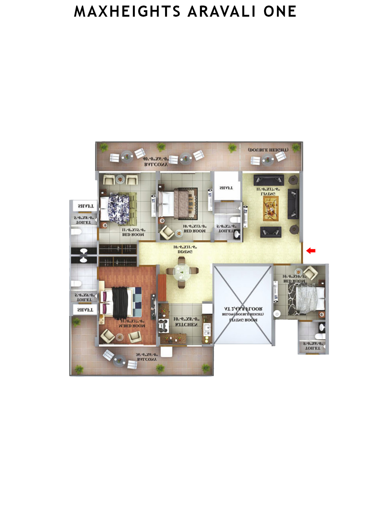 Maxheights Aravali One Block A Unit 3 (Type 2) Floor Plan