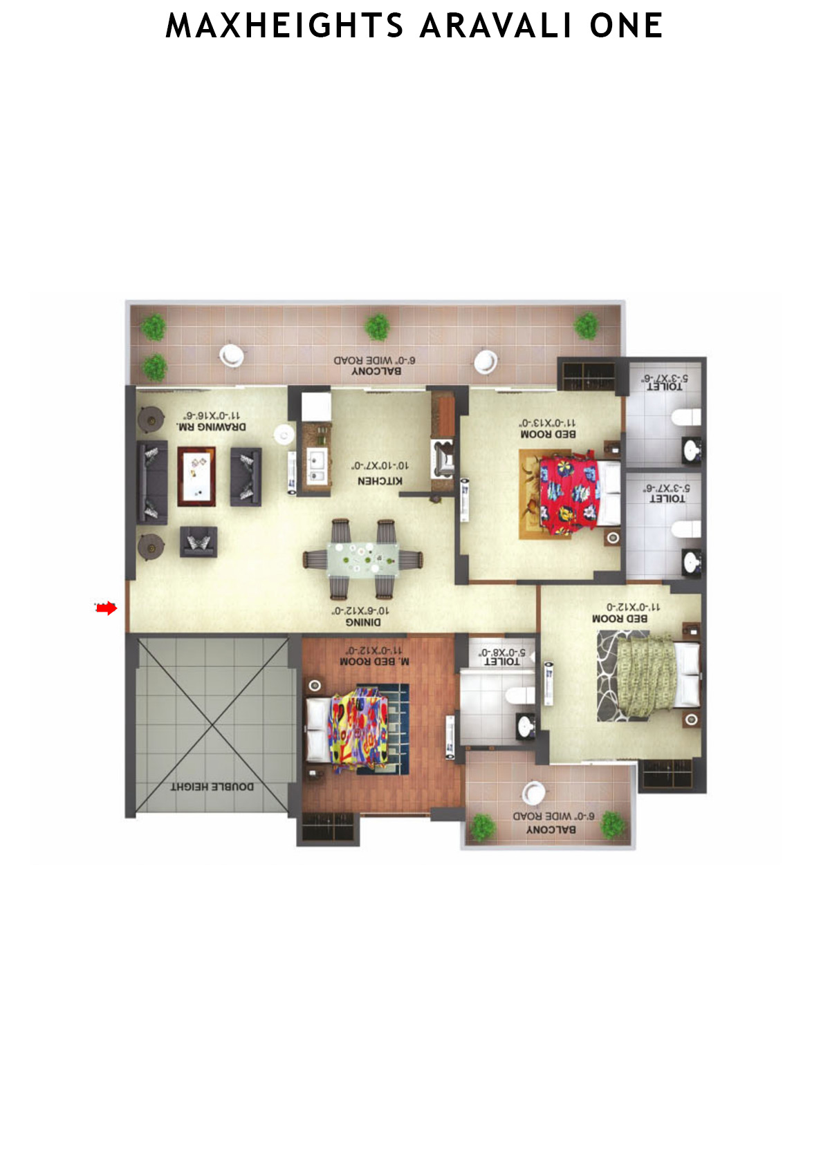 Maxheights Aravali One Block B Unit 1 (Type 1) Floor Plan