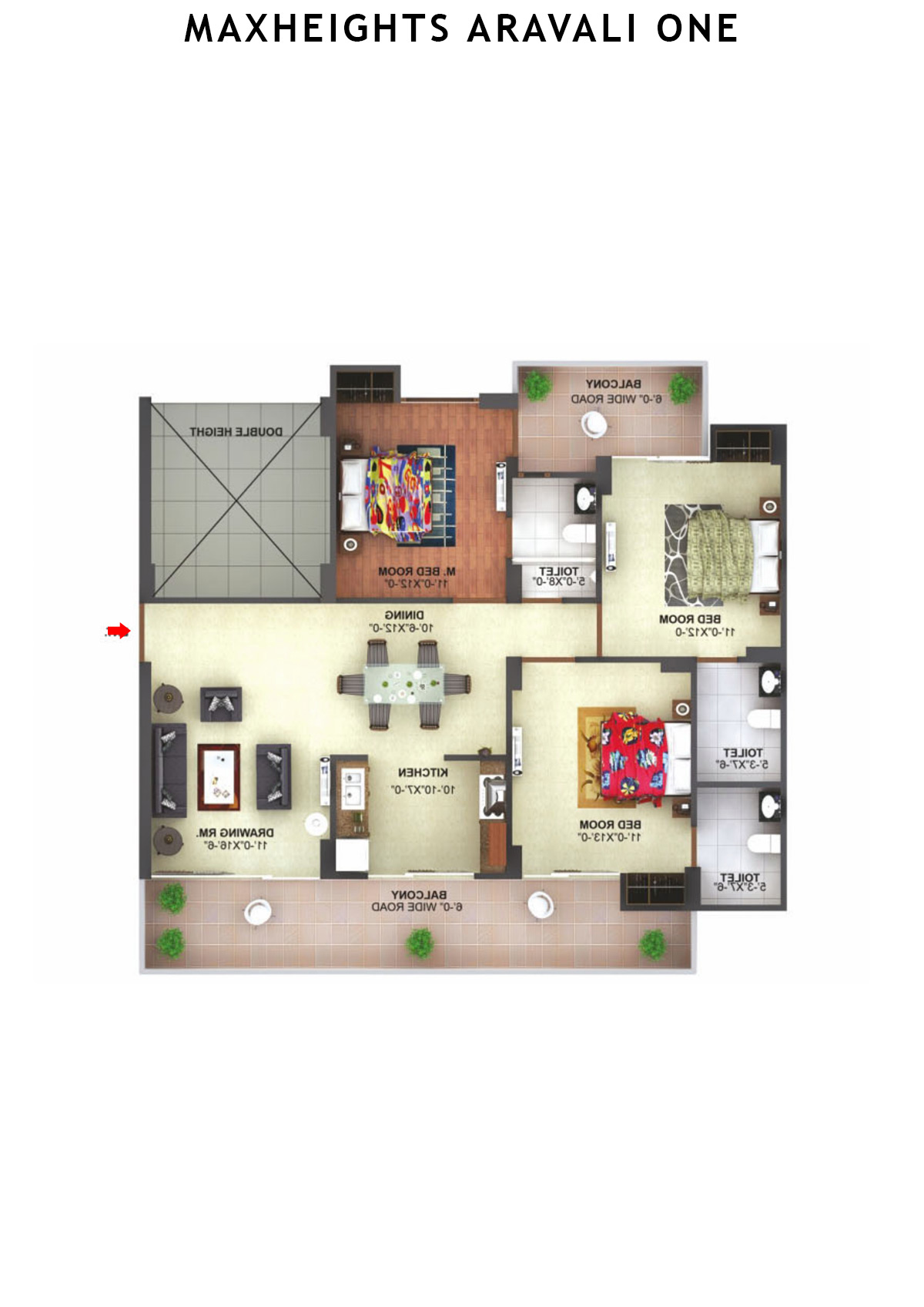 Maxheights Aravali One Block B Unit 1 (Type 2) Floor Plan