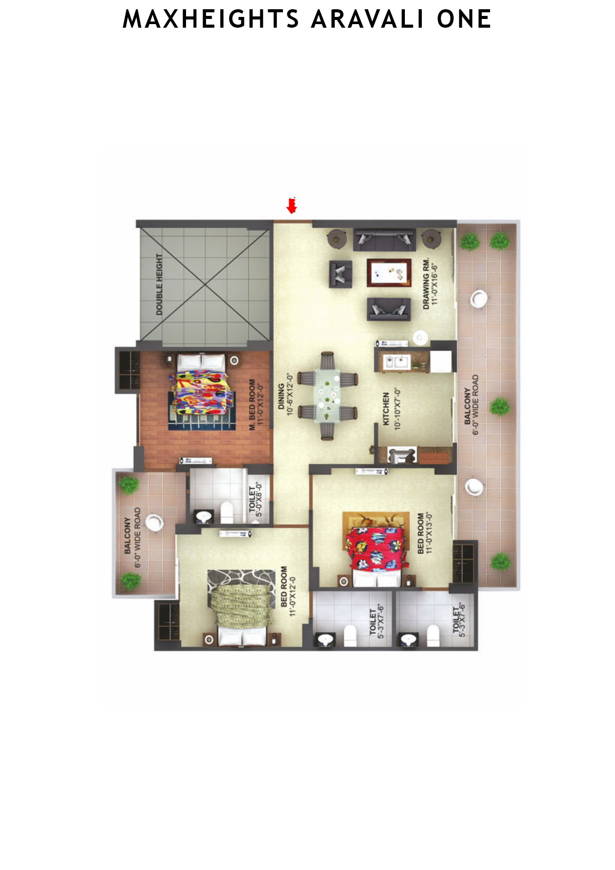 Maxheights Aravali One Block B Unit 2 (Type 1) Floor Plan