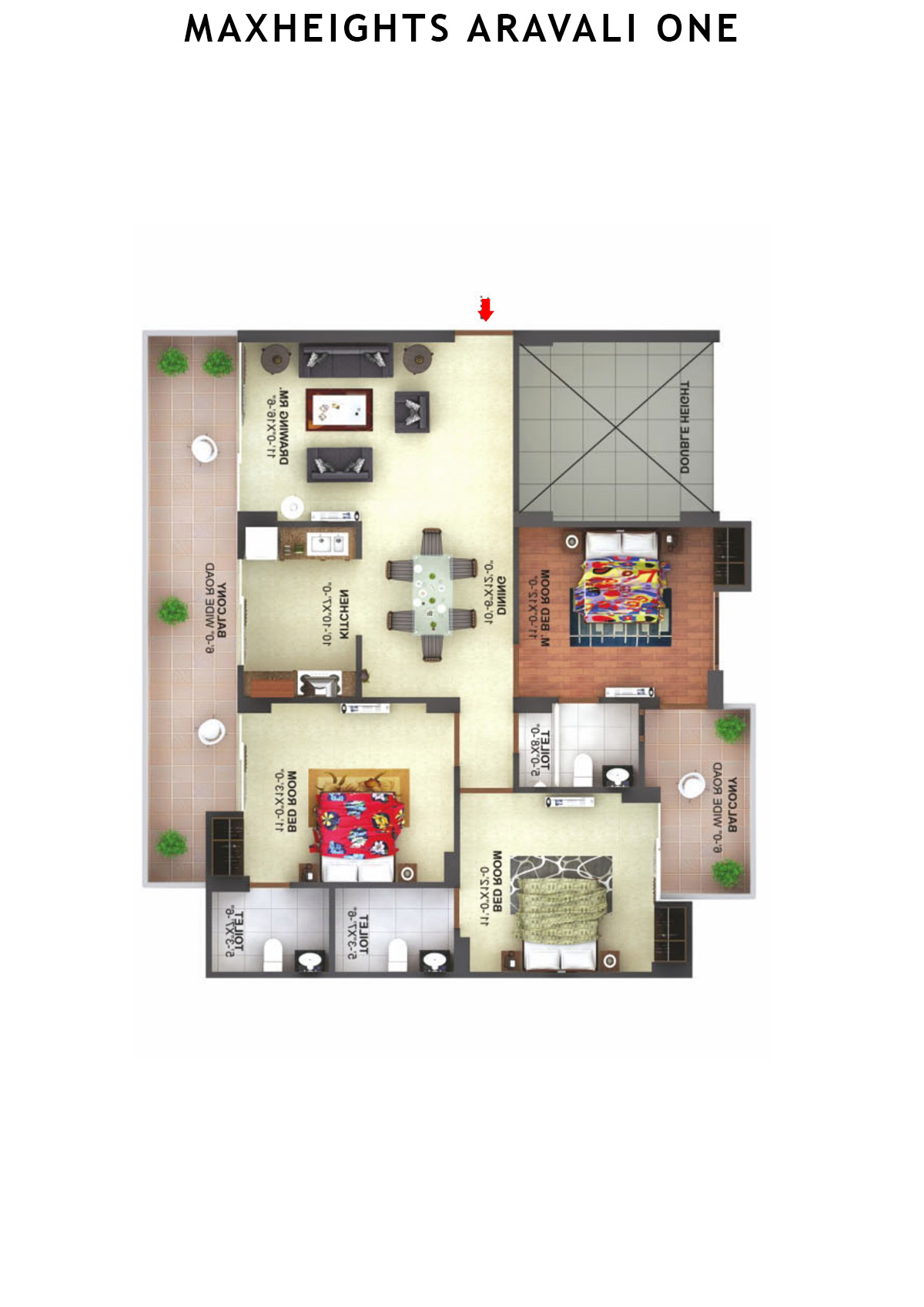 Maxheights Aravali One Block B Unit 2 (Type 2) Floor Plan