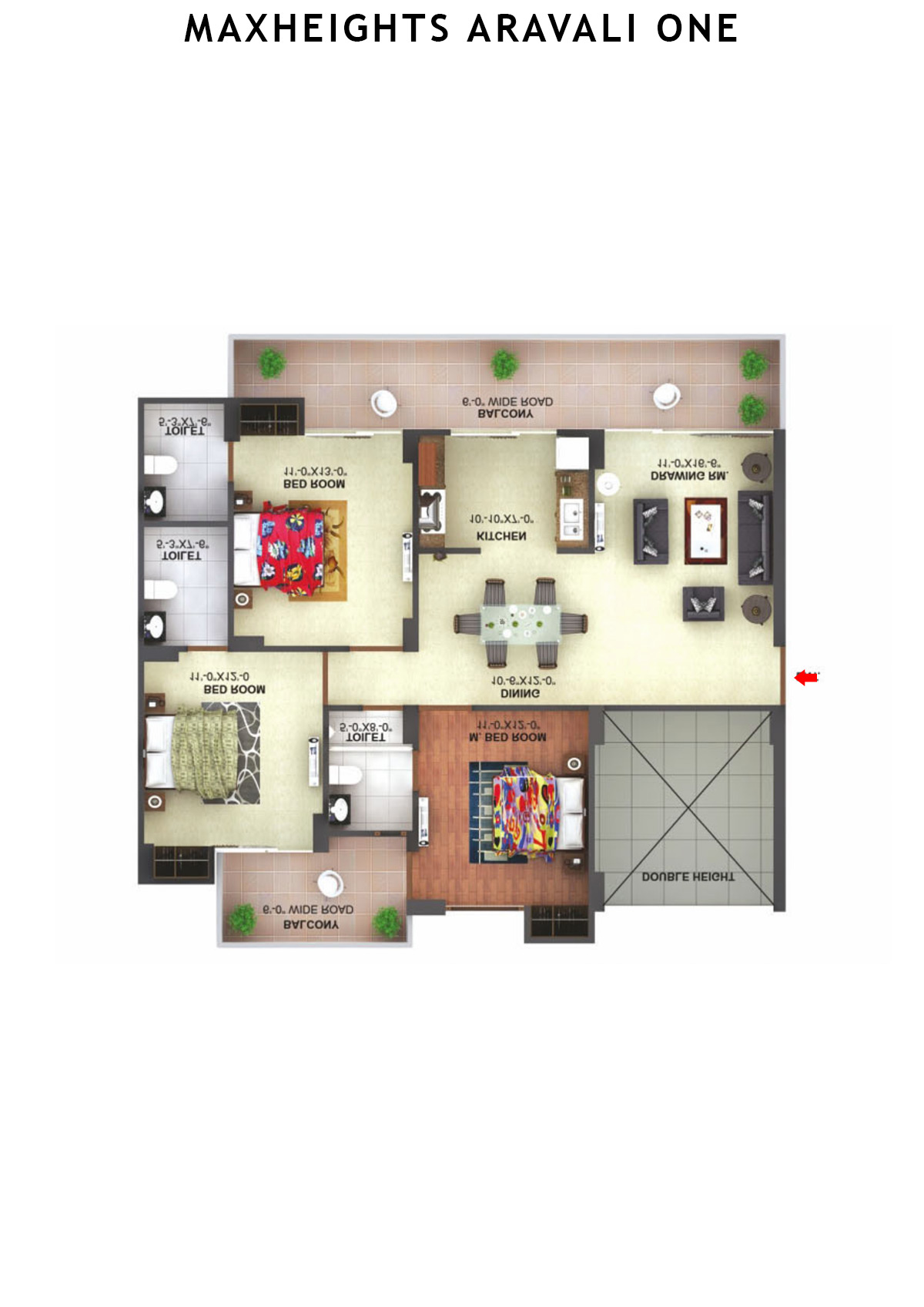 Maxheights Aravali One Block B Unit 3 (Type 1) Floor Plan