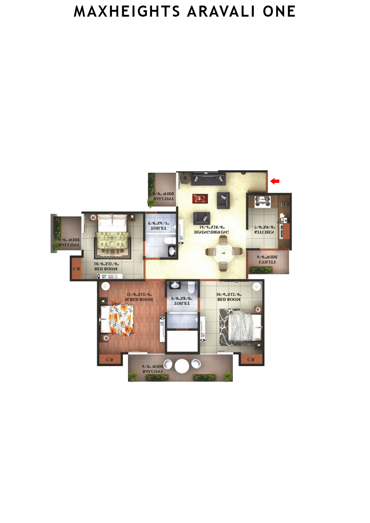 Maxheights Aravali One Block C Unit 1 Floor Plan