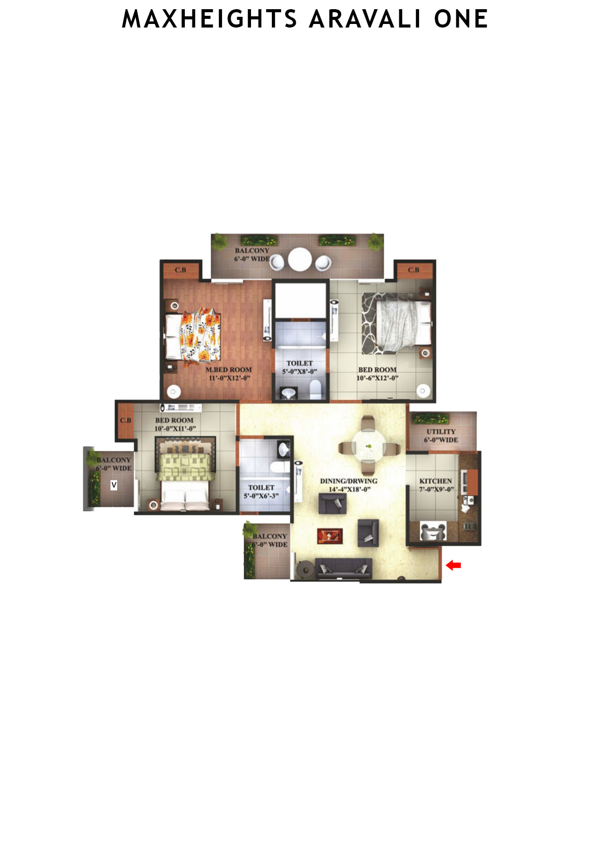 Maxheights Aravali One Block C Unit 2 Floor Plan