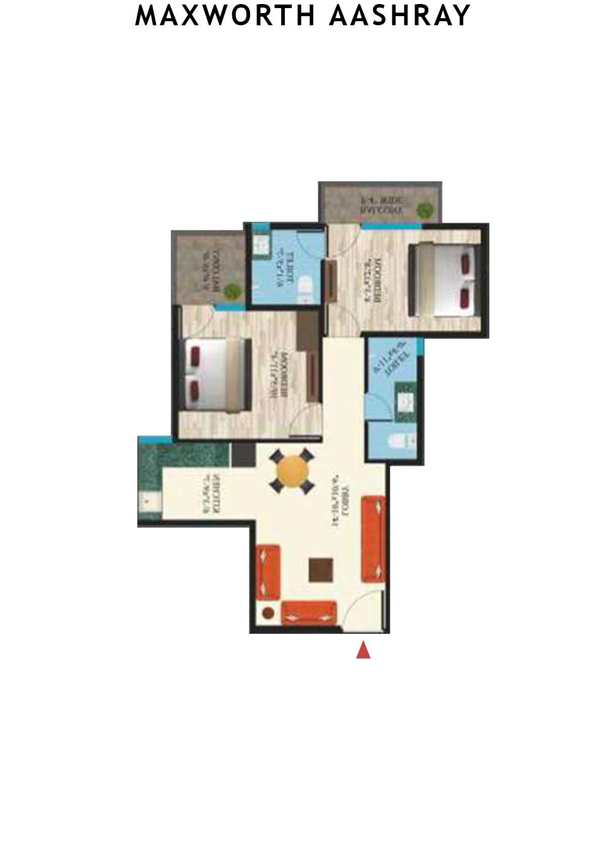 Maxworth Aashray Tower 10 Unit 2 (Type 14) Floor Plan