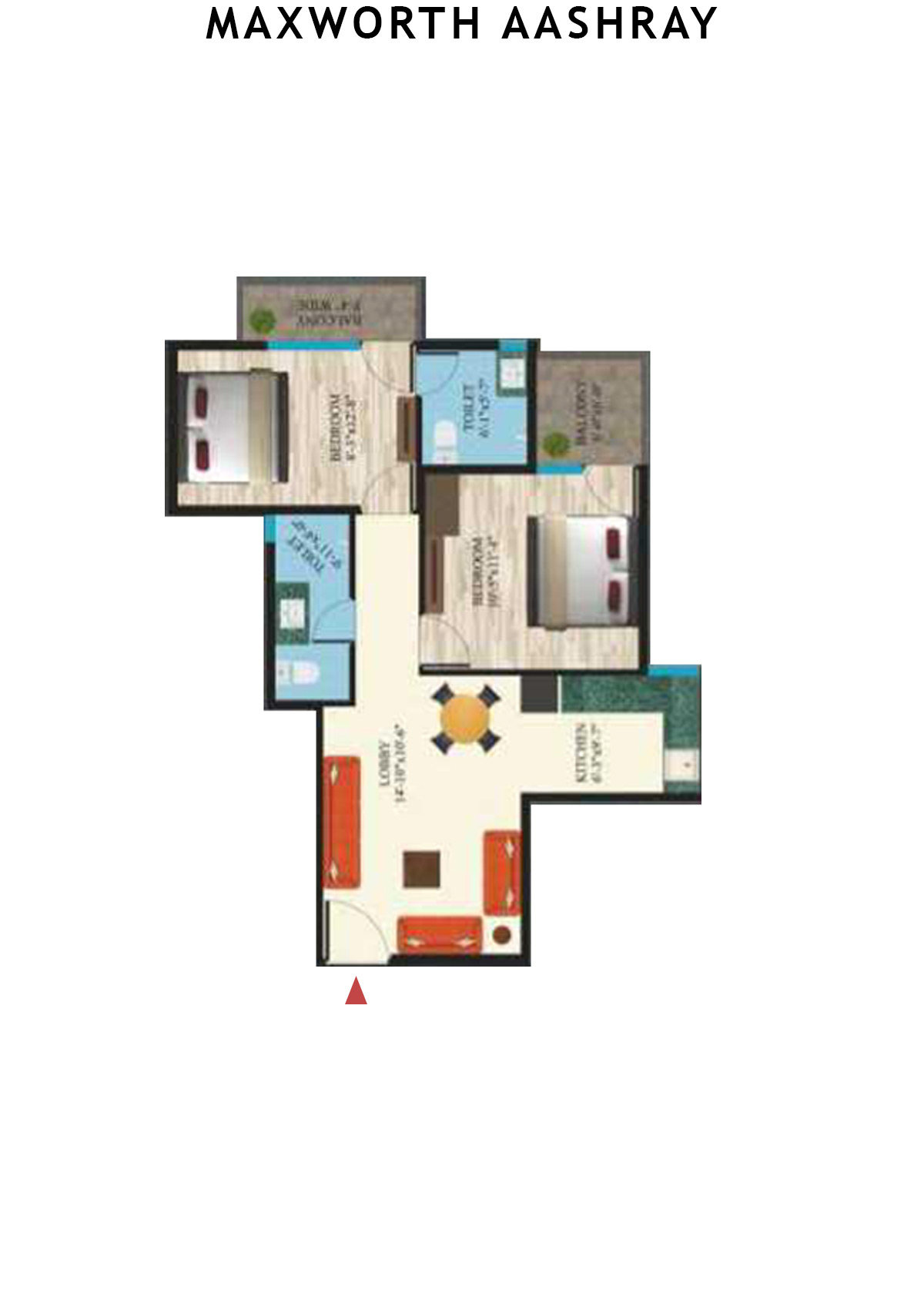 Maxworth Aashray Tower 10 Unit 3 (Type 14) Floor Plan