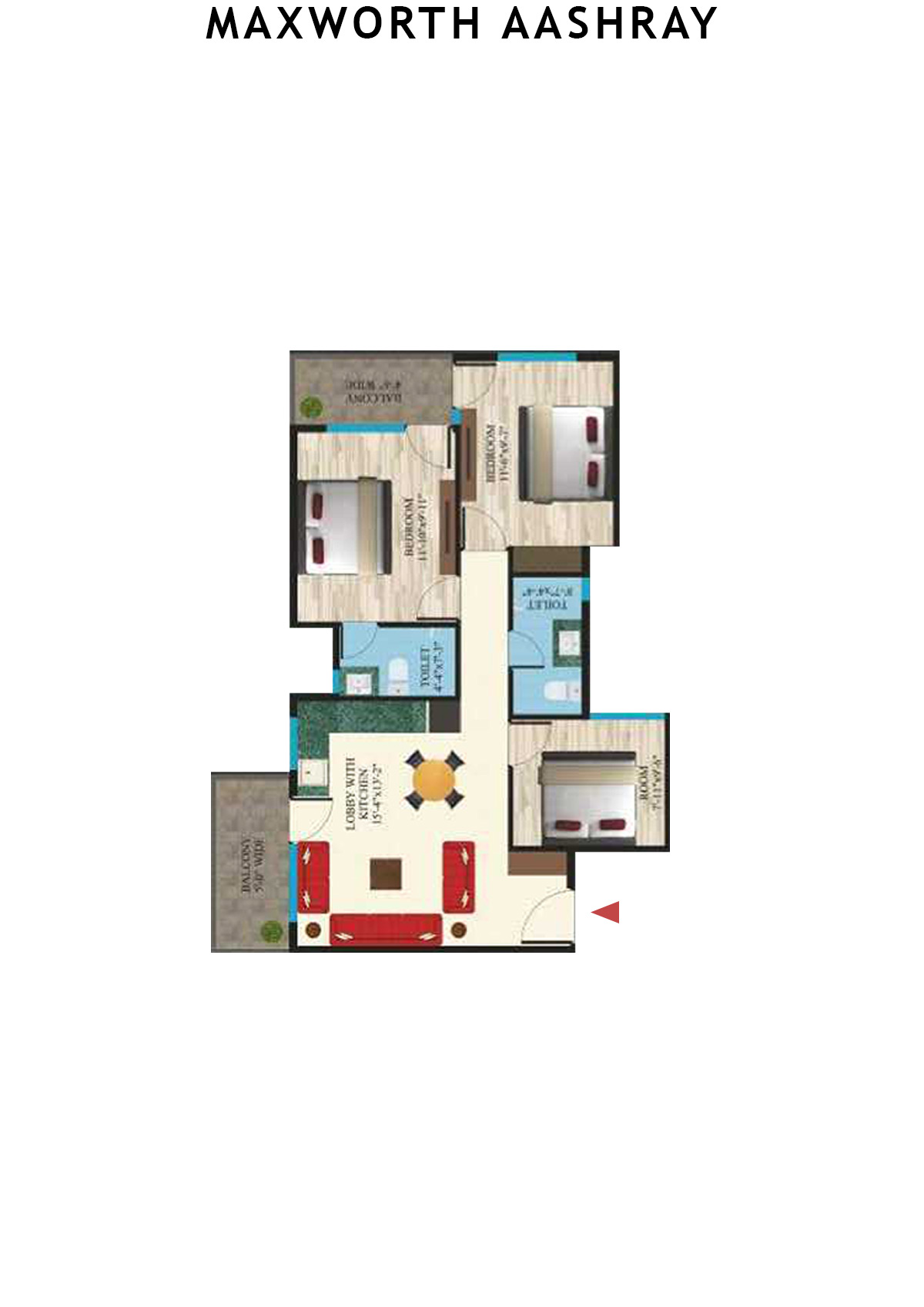 Maxworth Aashray Tower 12 Unit 1 (Type 1) Floor Plan