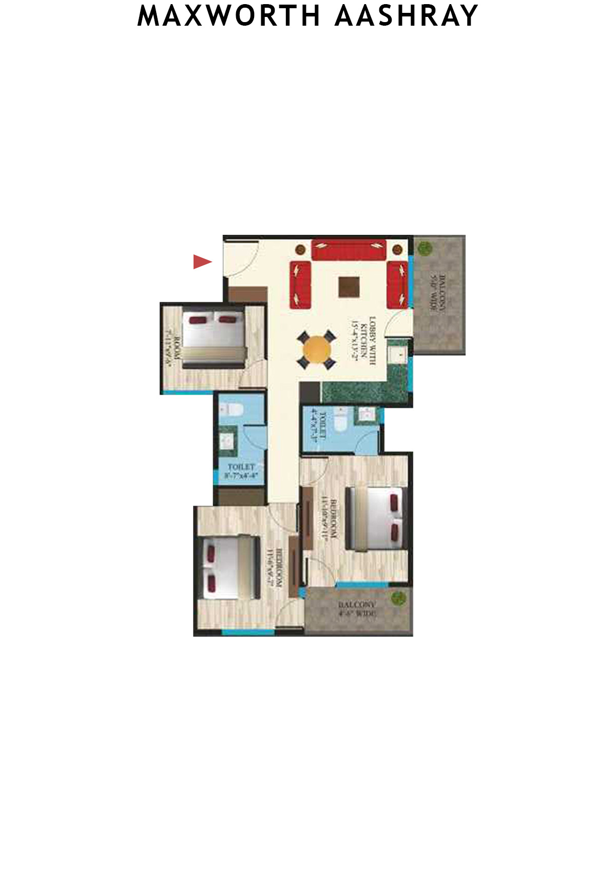 Maxworth Aashray Tower 12 Unit 3 (Type 1) Floor Plan