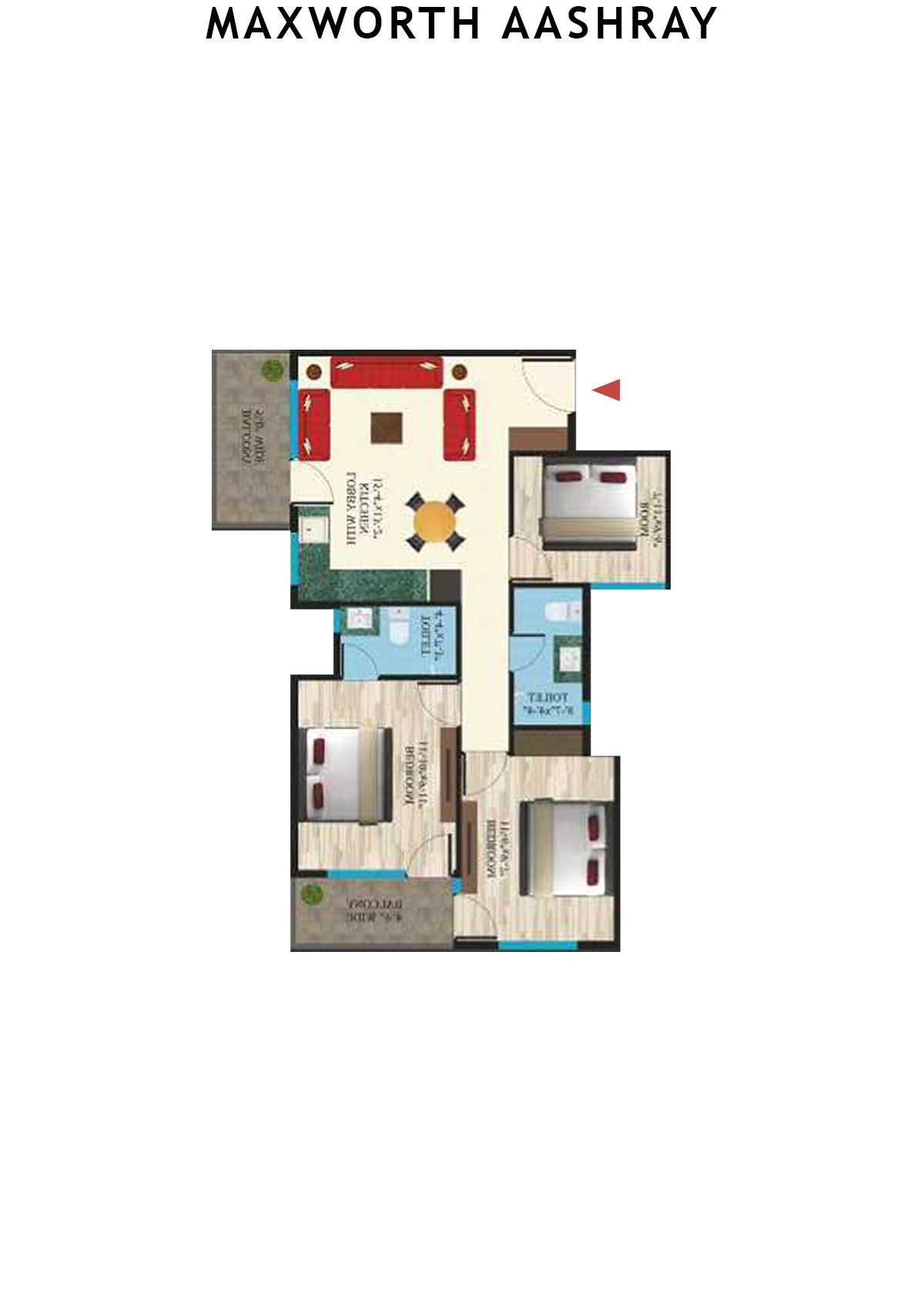 Maxworth Aashray Tower 12 Unit 4 (Type 1) Floor Plan