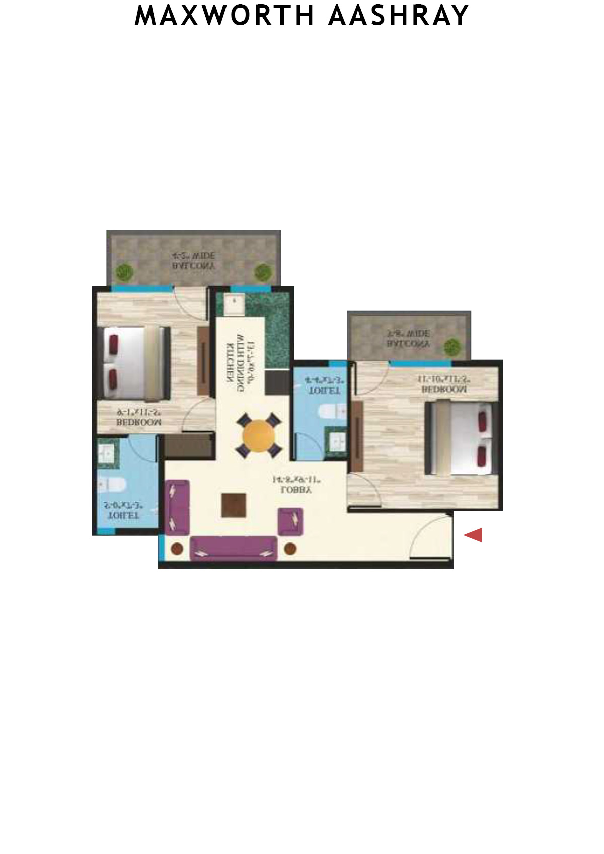 Maxworth Aashray Tower 1 Unit 1 (Type 4) Floor Plan