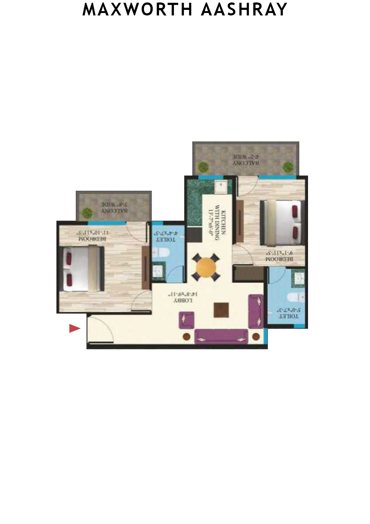 Maxworth Aashray Tower 1 Unit 2 (Type 4) Floor Plan