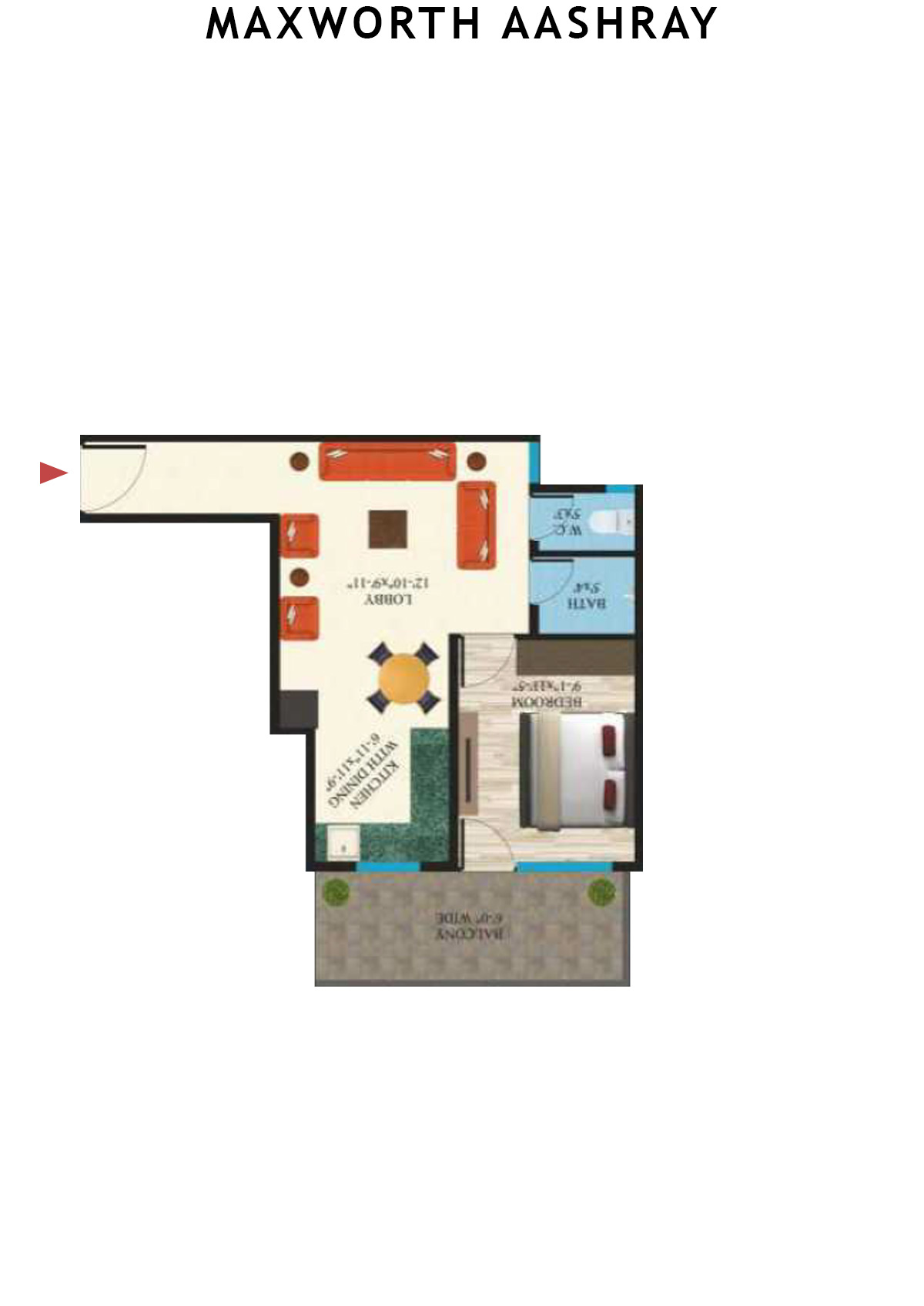 Maxworth Aashray Tower 1 Unit 3 (Type 6) Floor Plan
