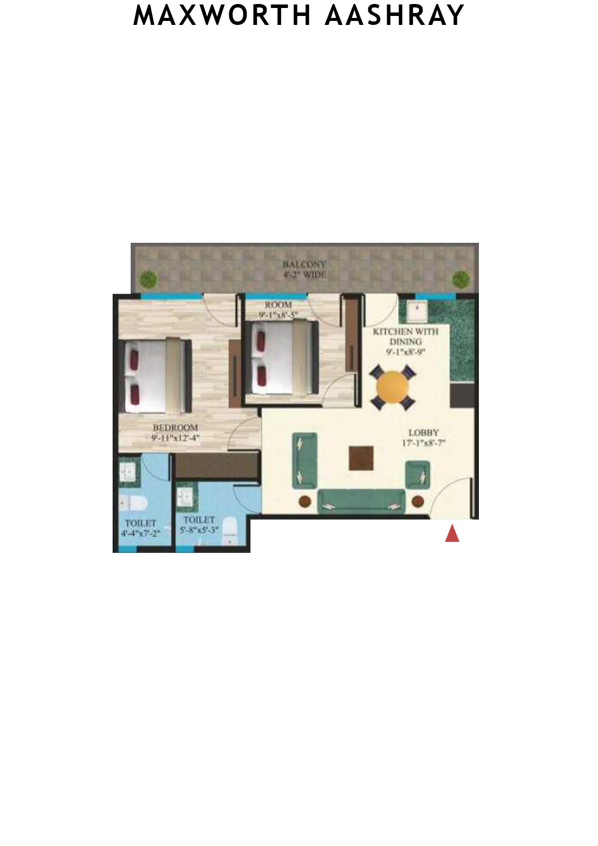 Maxworth Aashray Tower 3 Unit 1 (Type 3) Floor Plan