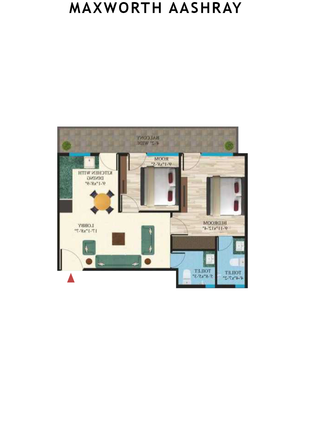 Maxworth Aashray Tower 3 Unit 2 (Type 3) Floor Plan