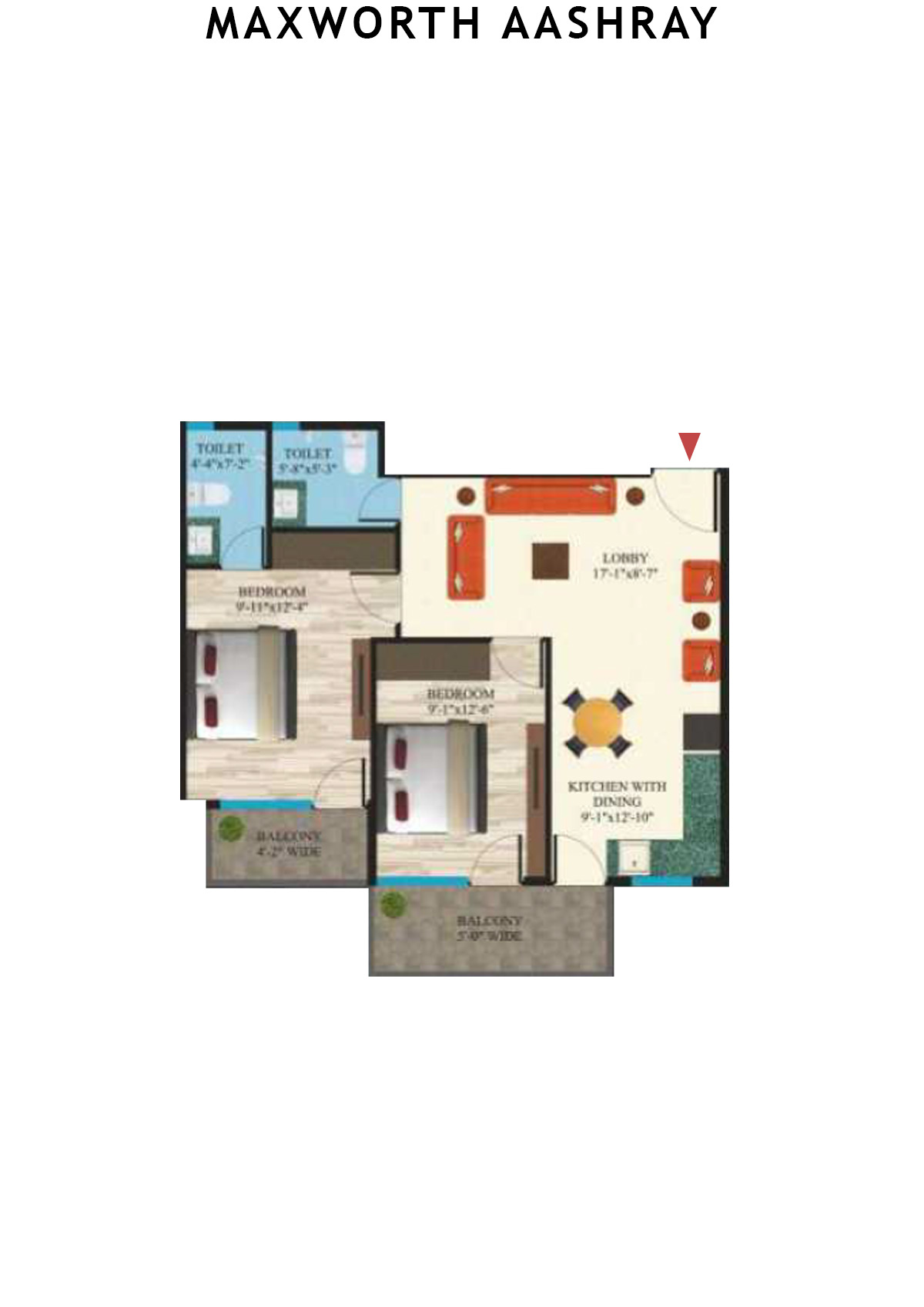 Maxworth Aashray Tower 3 Unit 4 (Type 2) Floor Plan