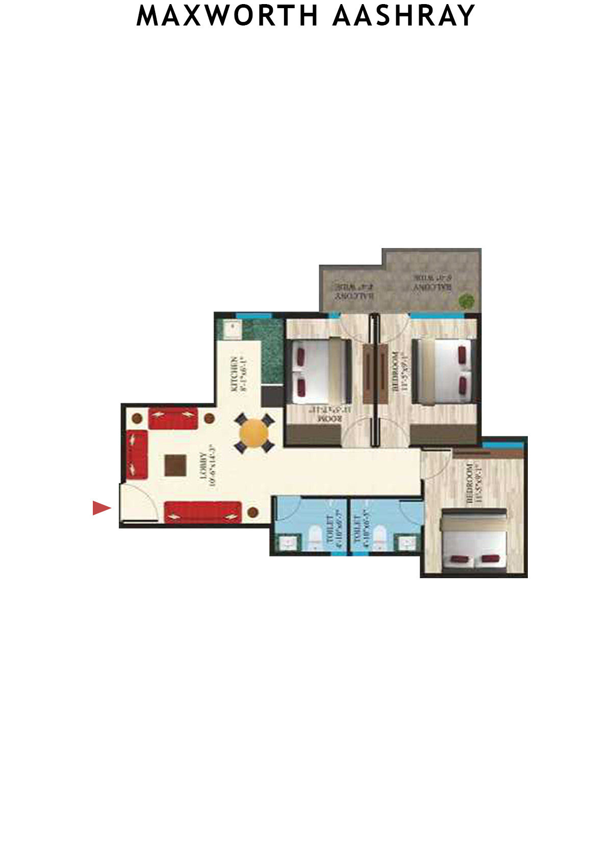 Maxworth Aashray Tower 6 Unit 3 (Type 21) Floor Plan