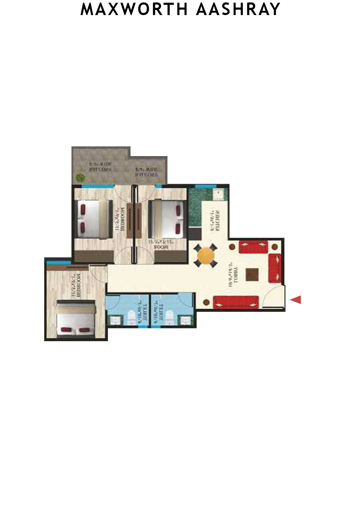 Maxworth Aashray Tower 7 Unit 1 (Type 21) Floor Plan