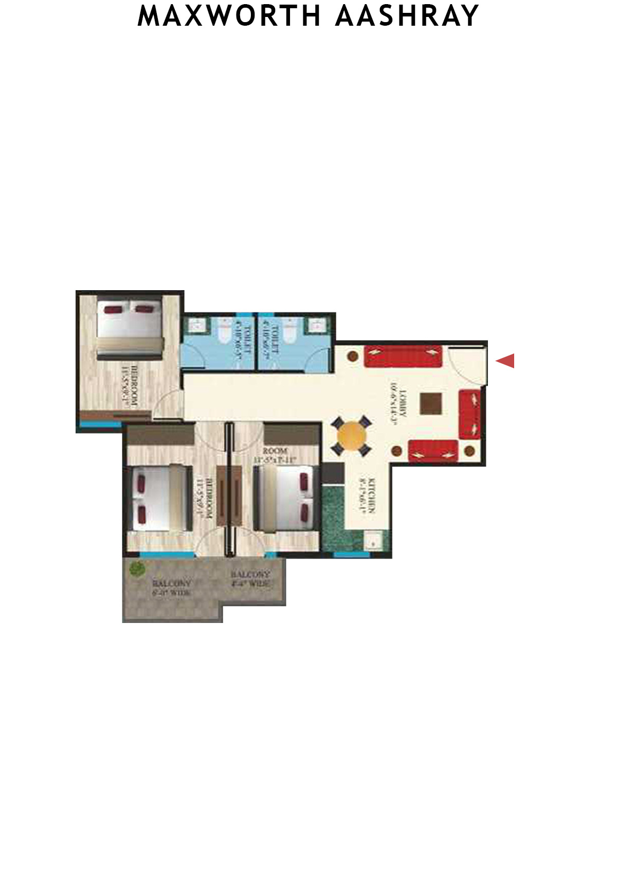 Maxworth Aashray Tower 7 Unit 6 (Type 21) Floor Plan