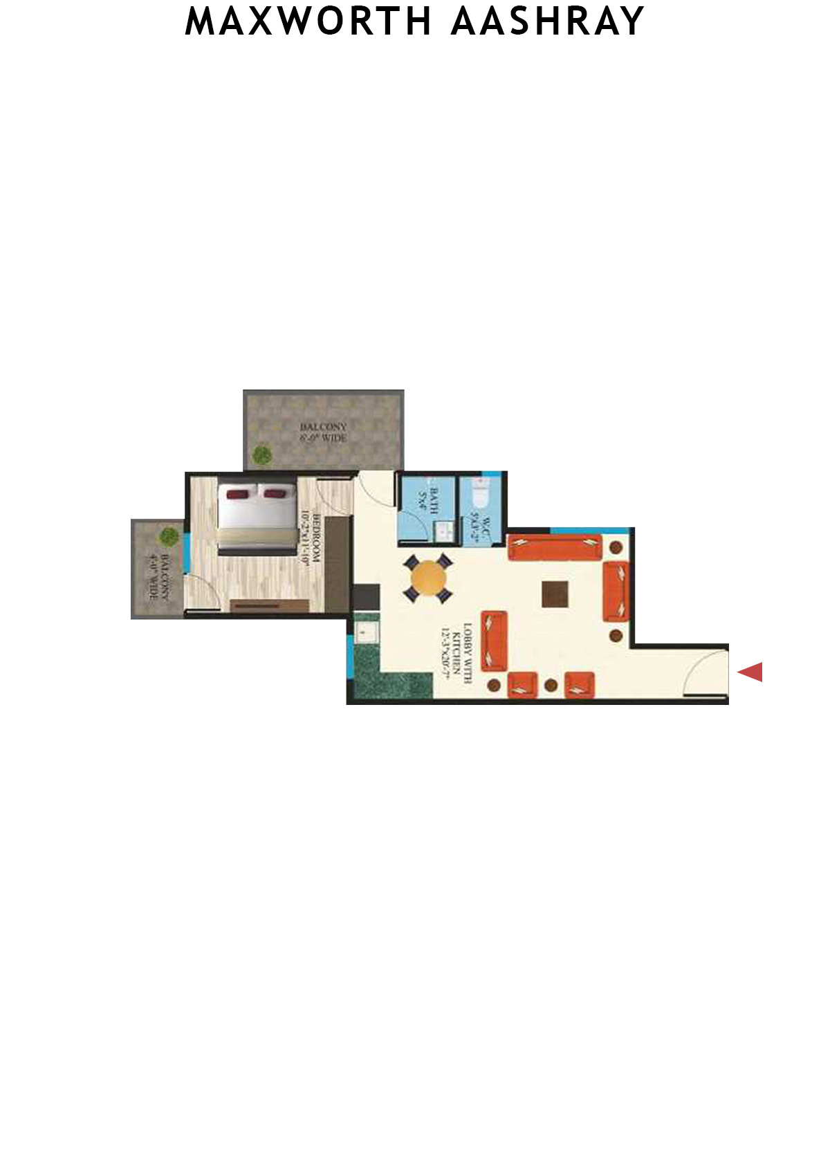 Maxworth Aashray Tower 8 Unit 1 (Type 18) Floor Plan