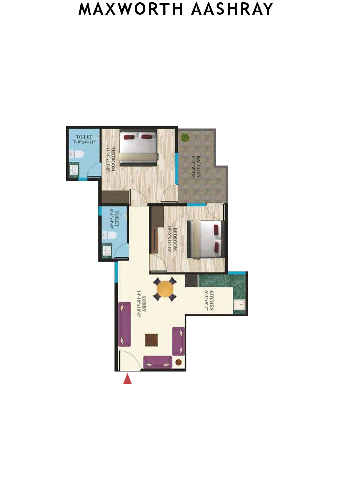 Maxworth Aashray Tower 8 Unit 3 (Type 16) Floor Plan