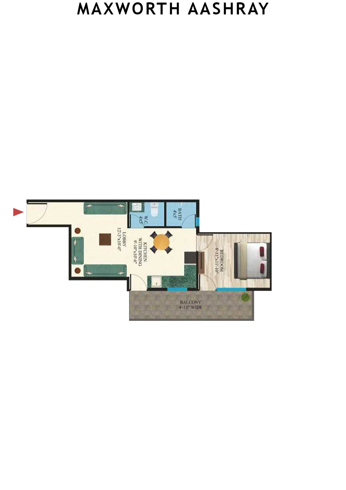 Maxworth Aashray Tower 8 Unit 5 (Type 15) Floor Plan