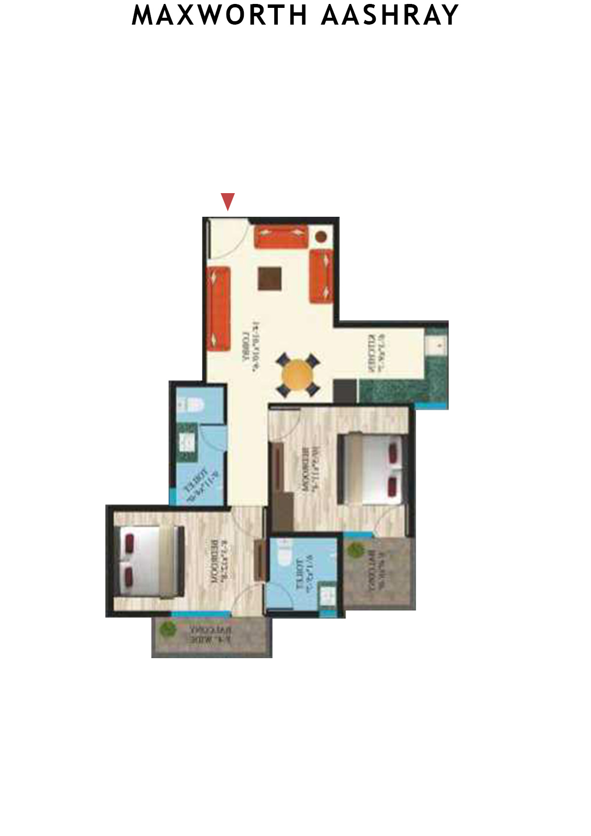 Maxworth Aashray Tower 8 Unit 6 (Type 14) Floor Plan