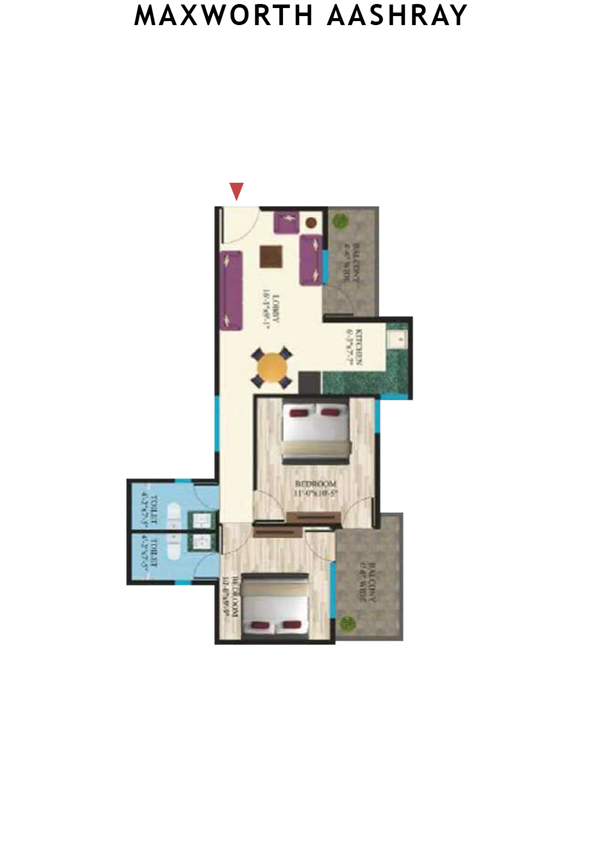Maxworth Aashray Tower 9 Unit 5 (Type 12) Floor Plan