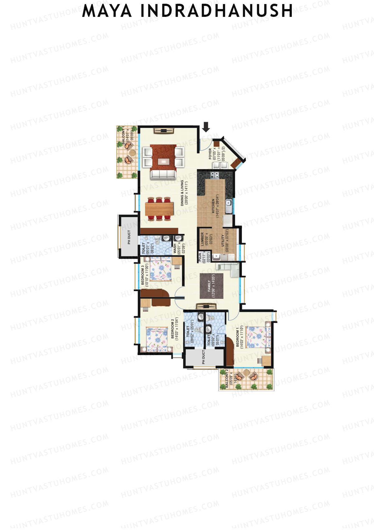 Maya Indradhanush Block A Unit 1 Floor Plan