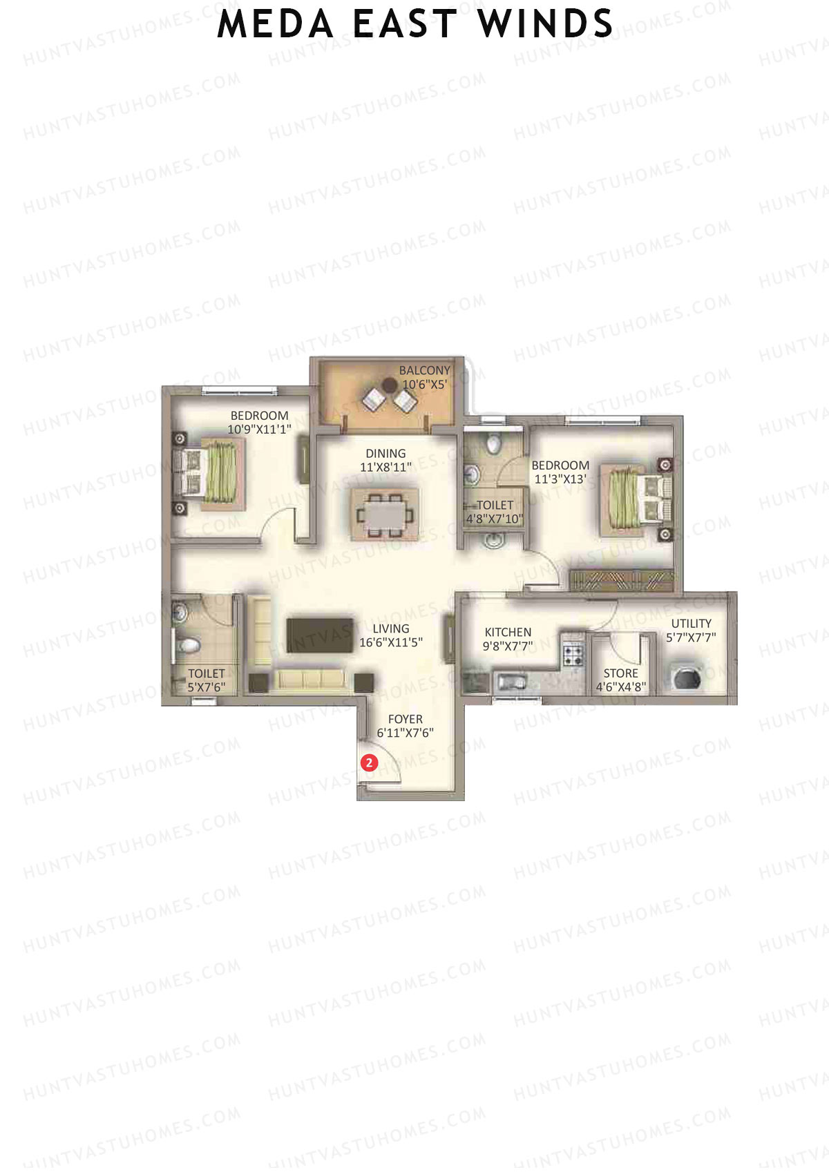 Meda East Winds Wing 7 Unit 2 Floor Plan