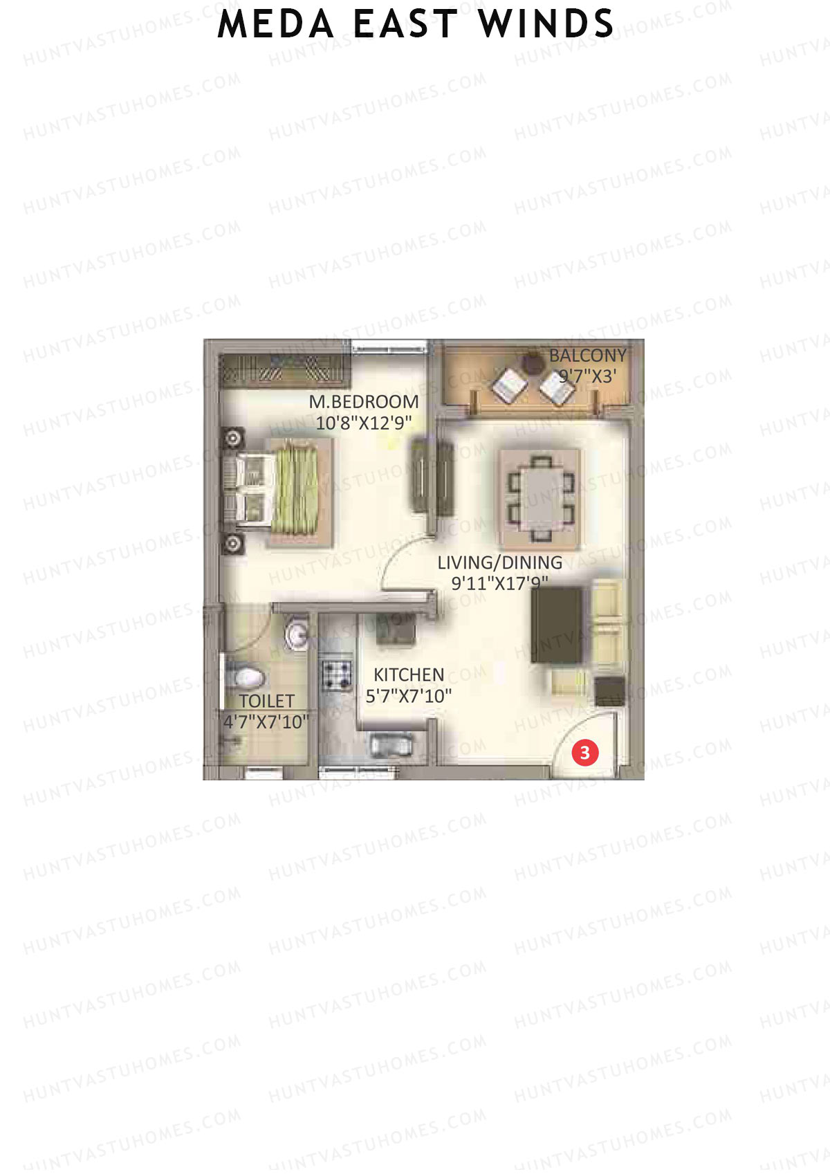 Meda East Winds Wing 7 Unit 3 Floor Plan
