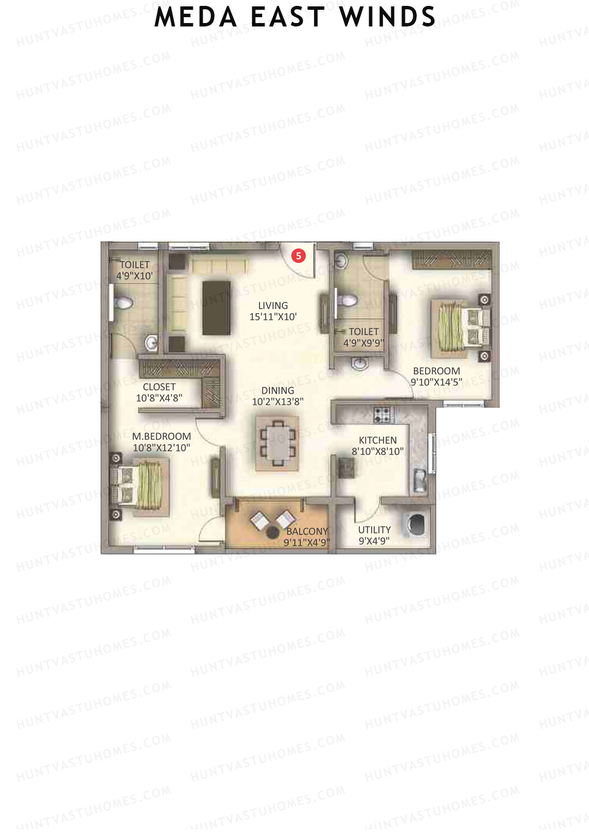 Meda East Winds Wing 7 Unit 5 Floor Plan