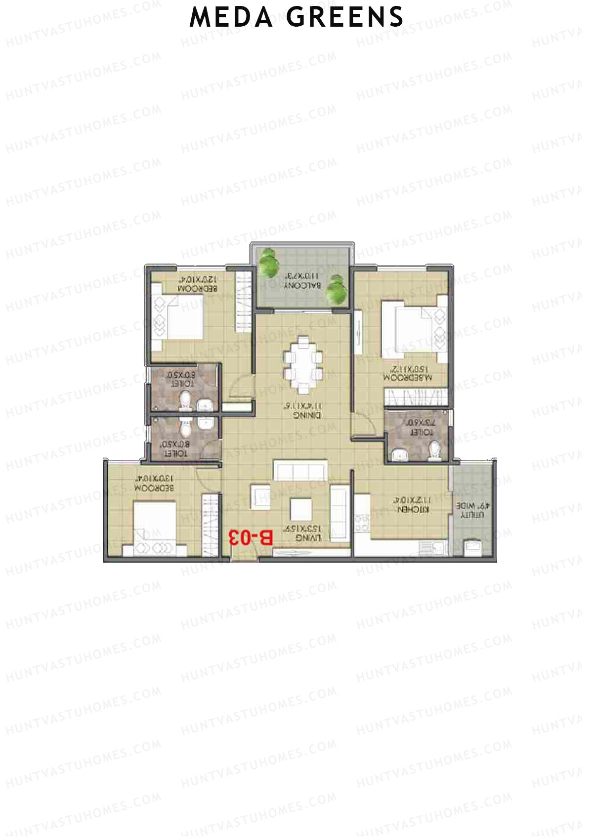 Meda Greens Tower 1 Unit B5 Floor Plan