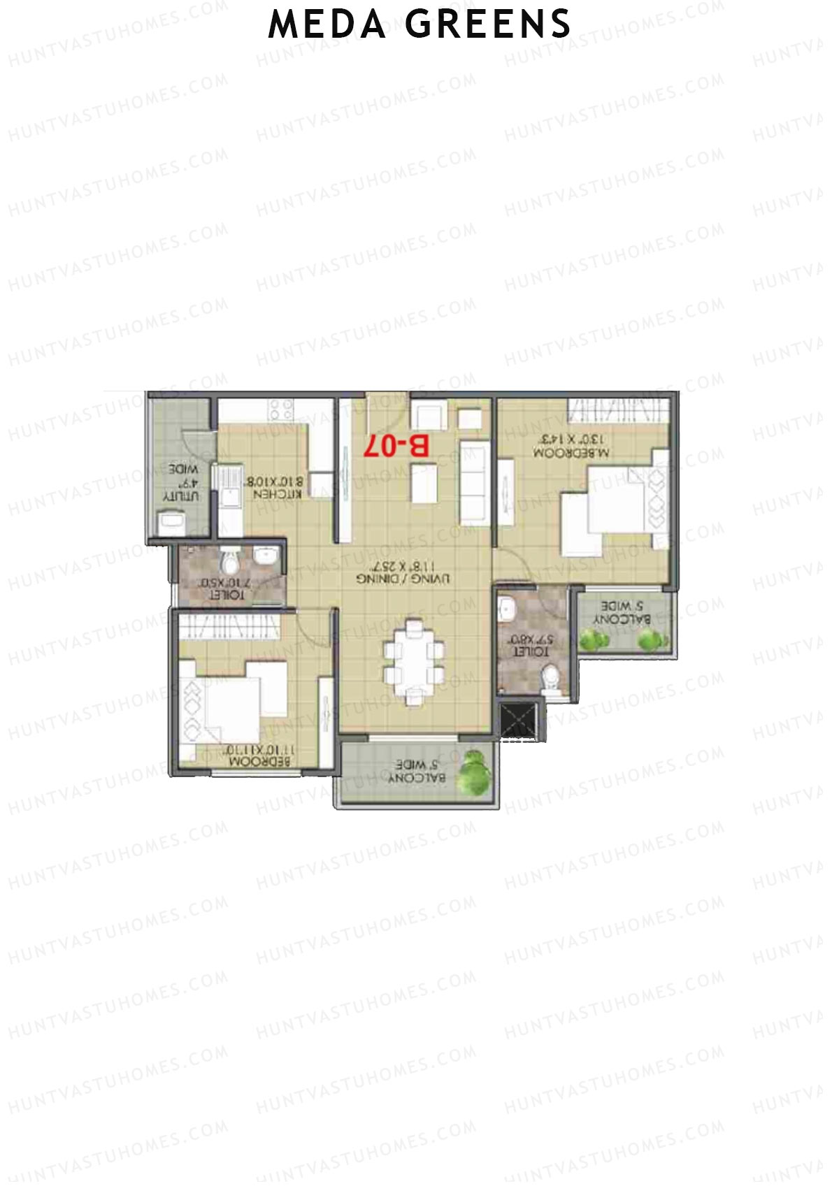 Meda Greens Tower 1 Unit B7 Floor Plan
