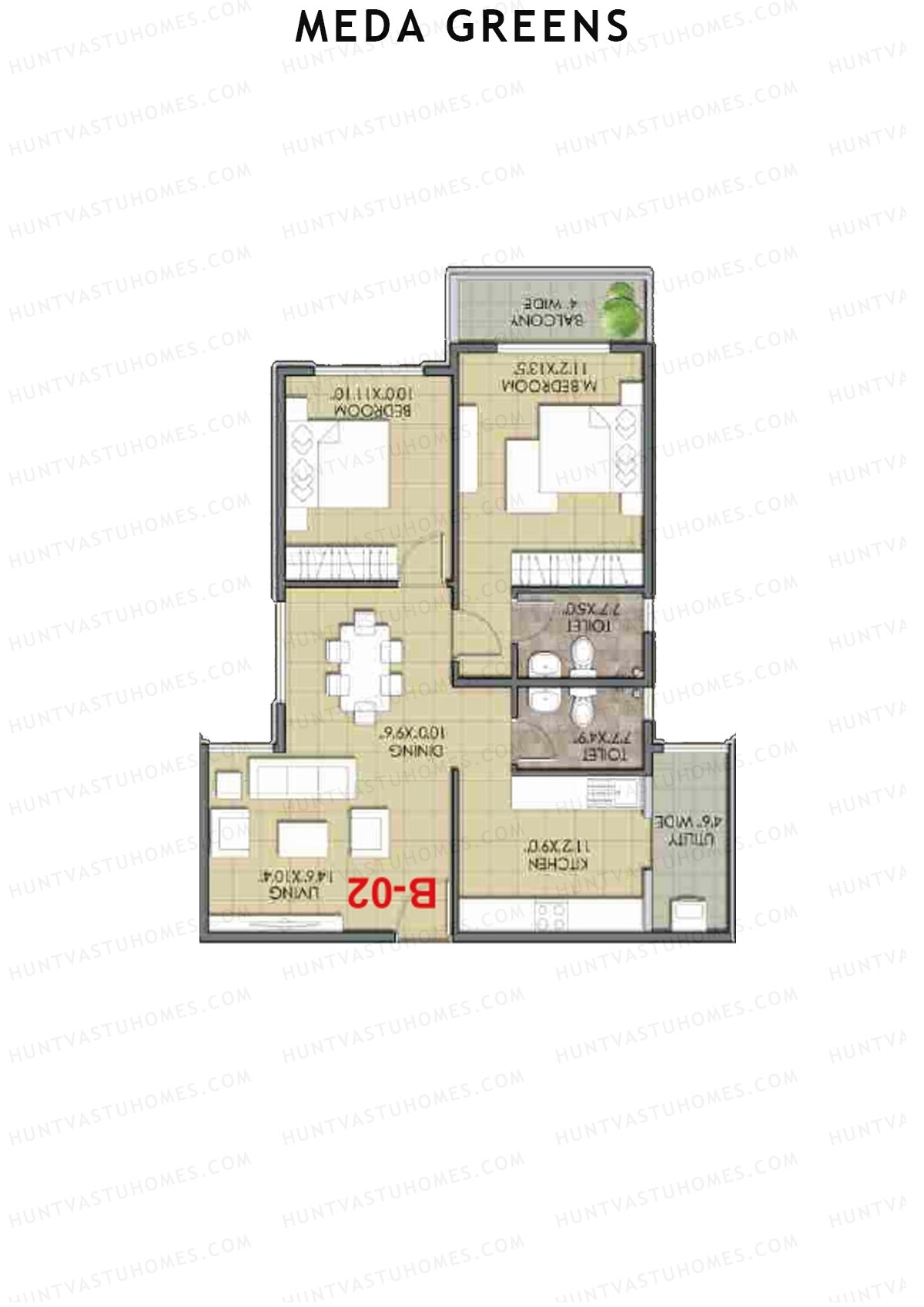 Meda Greens Tower 1 Unit C3 Floor Plan