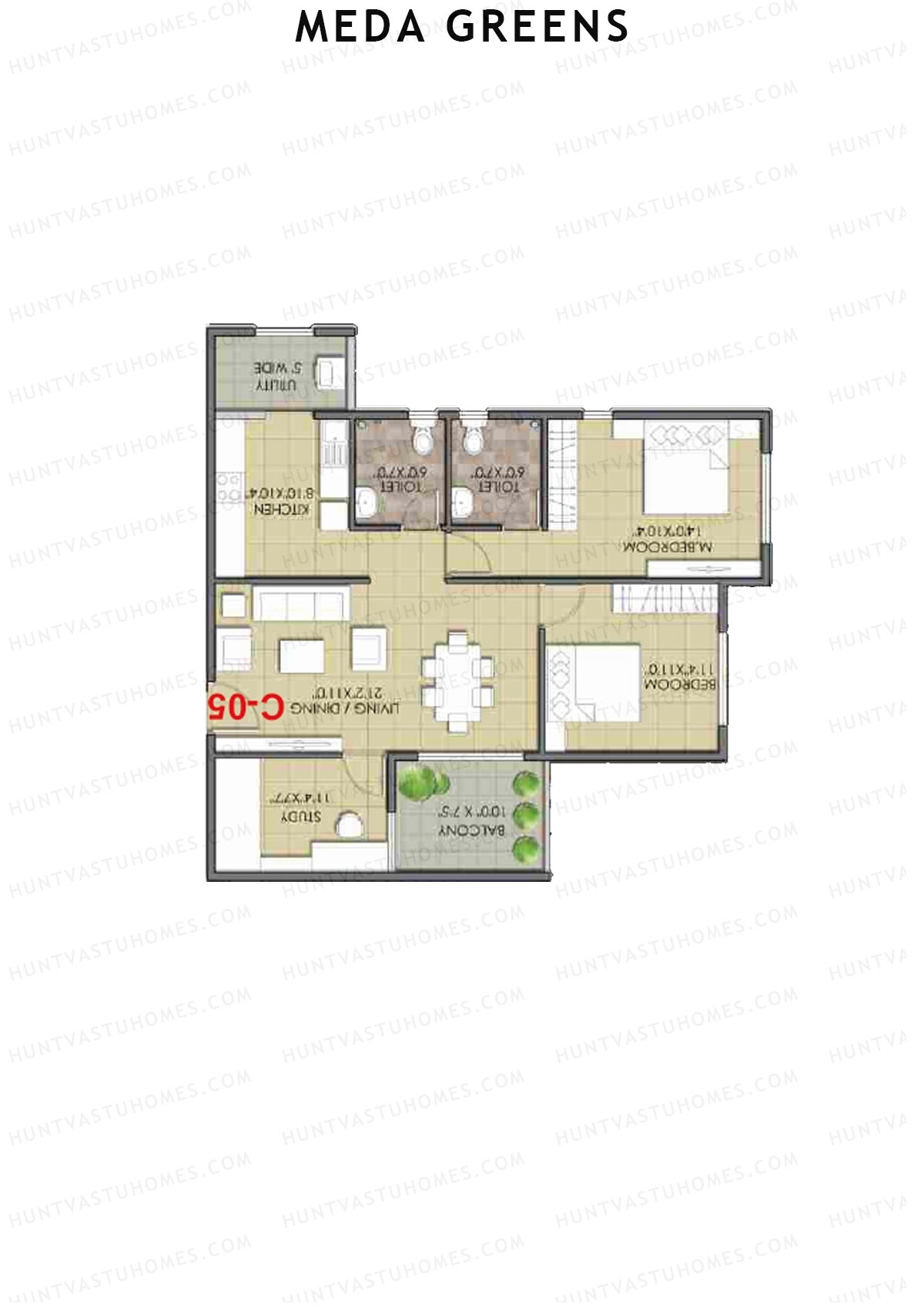 Meda Greens Tower 1 Unit C5 Floor Plan