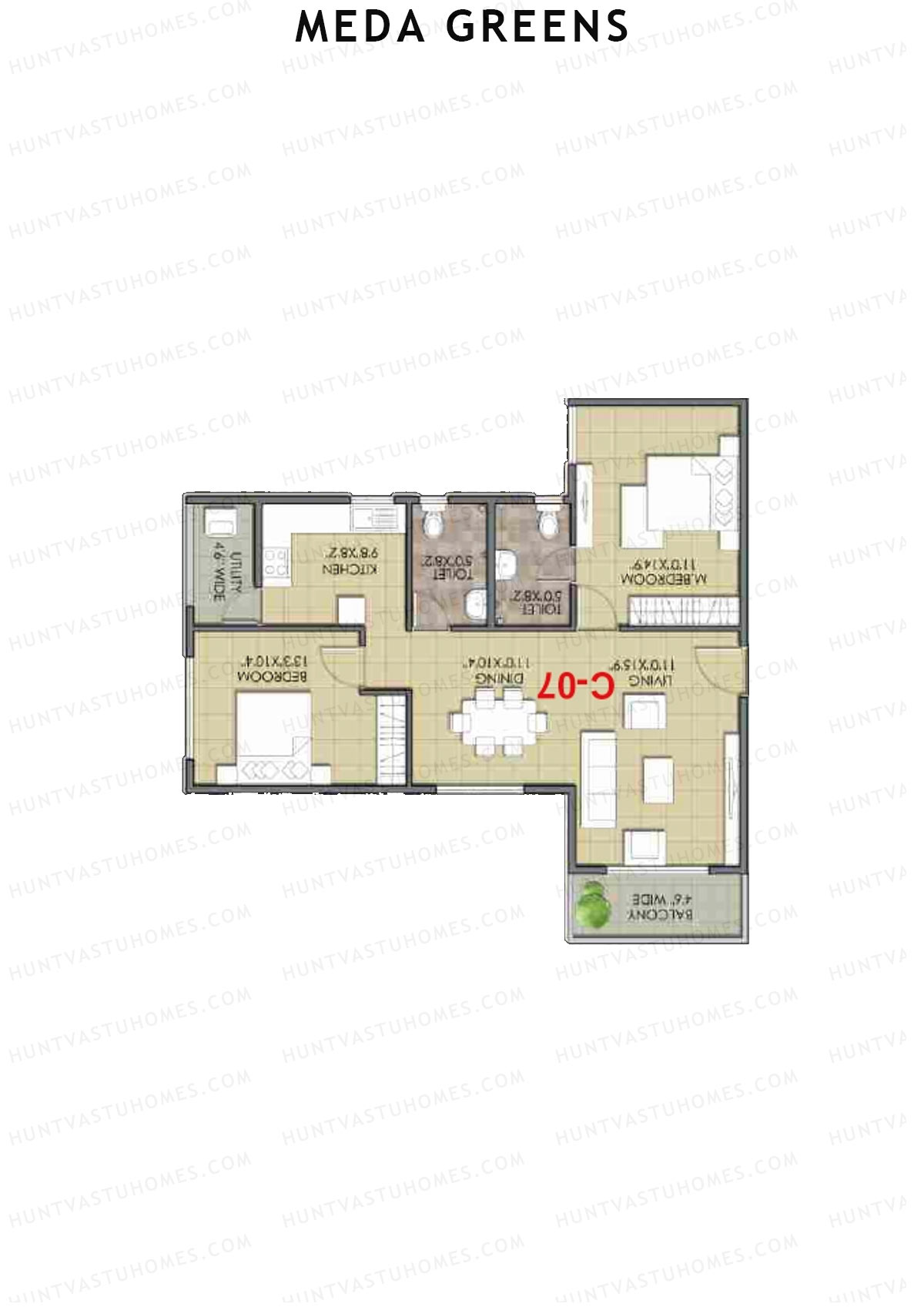Meda Greens Tower 1 Unit C7 Floor Plan