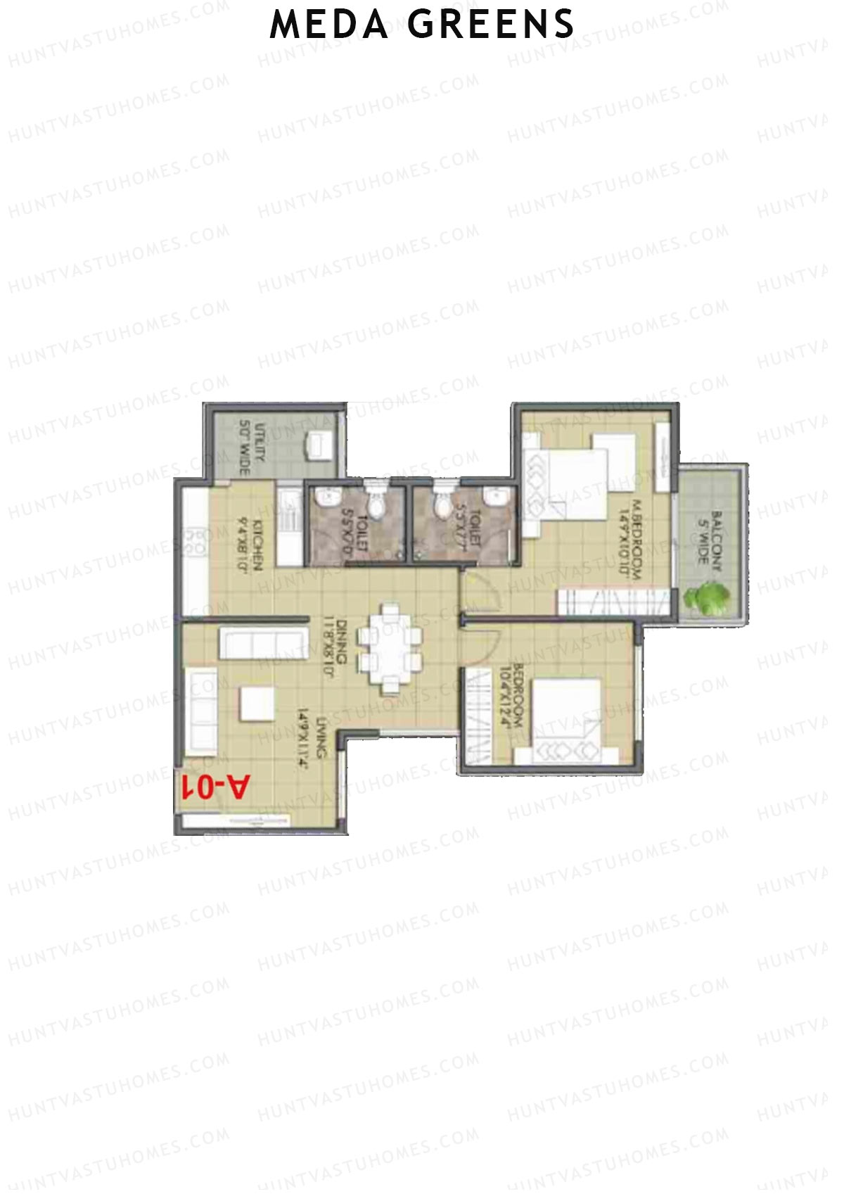 Meda Greens Tower 2 Unit A1 Floor Plan