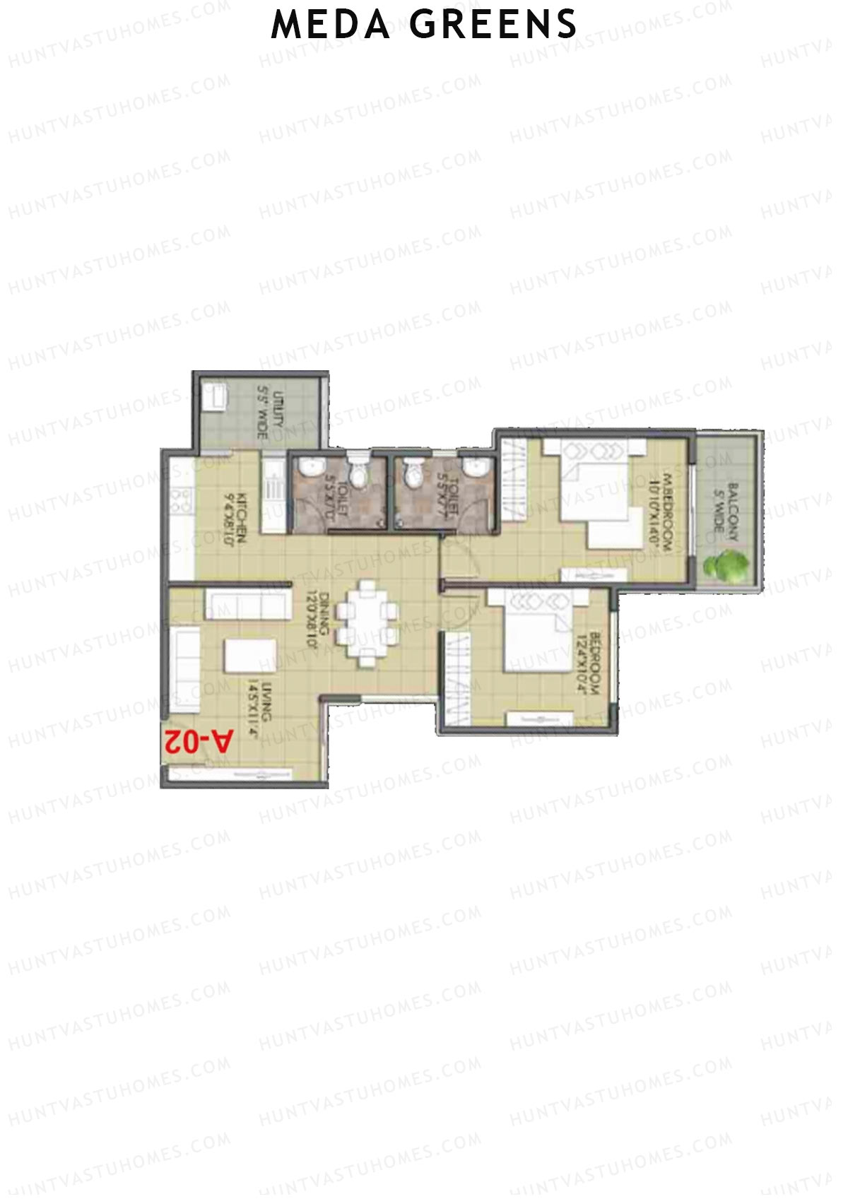 Meda Greens Tower 2 Unit A2 Floor Plan