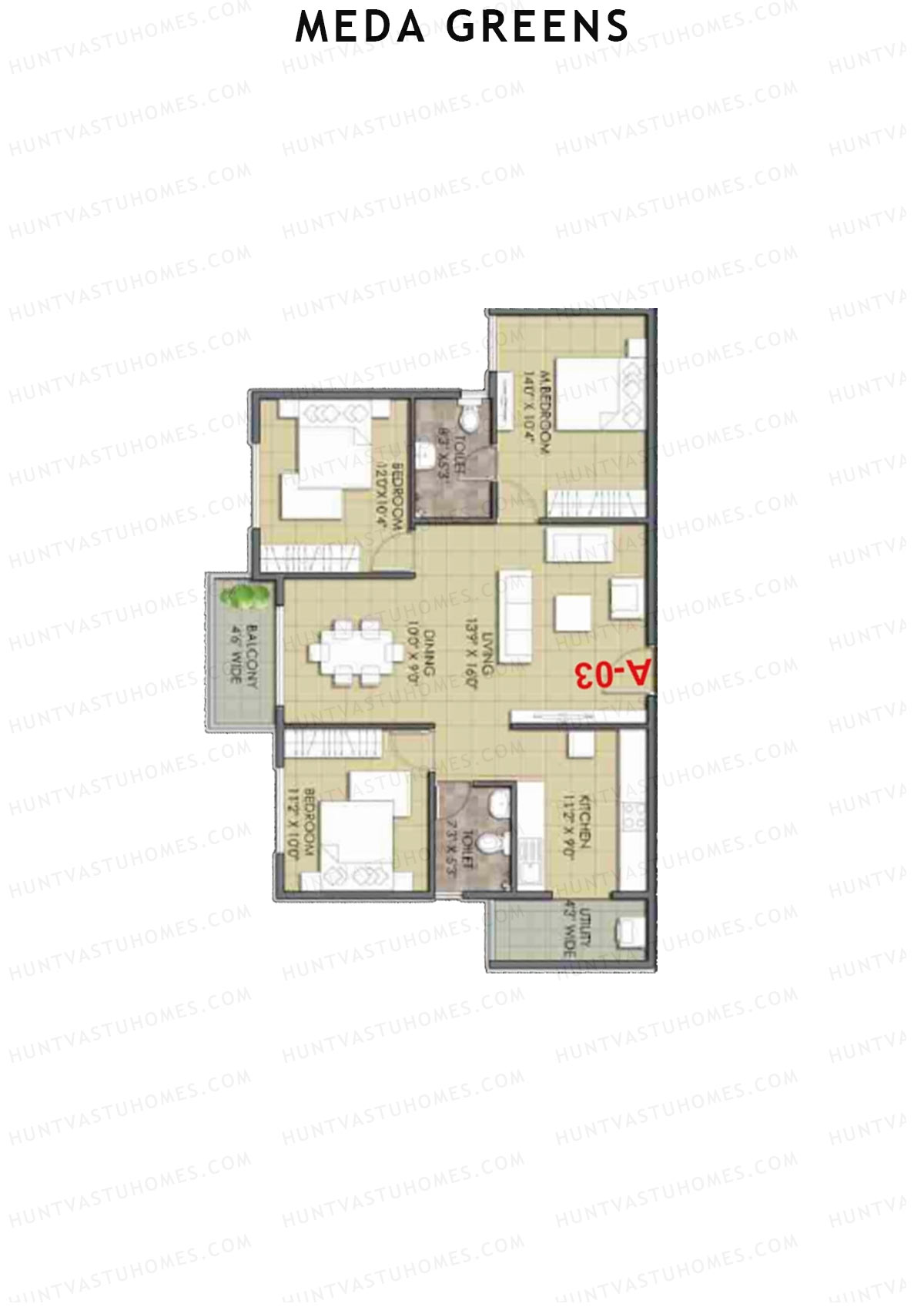 Meda Greens Tower 2 Unit A4 Floor Plan