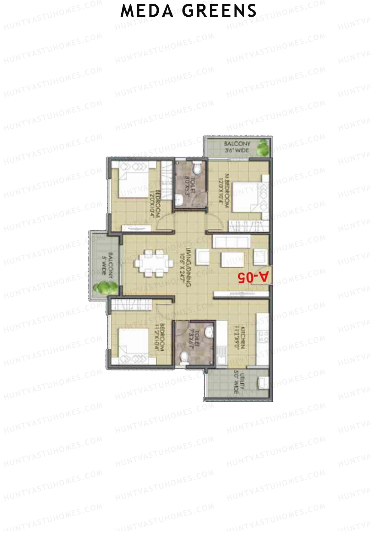 Meda Greens Tower 2 Unit A5 Floor Plan