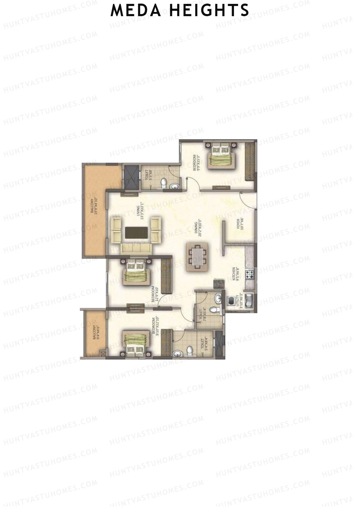Meda Heights Block A Unit 10 (Type 2) Floor Plan