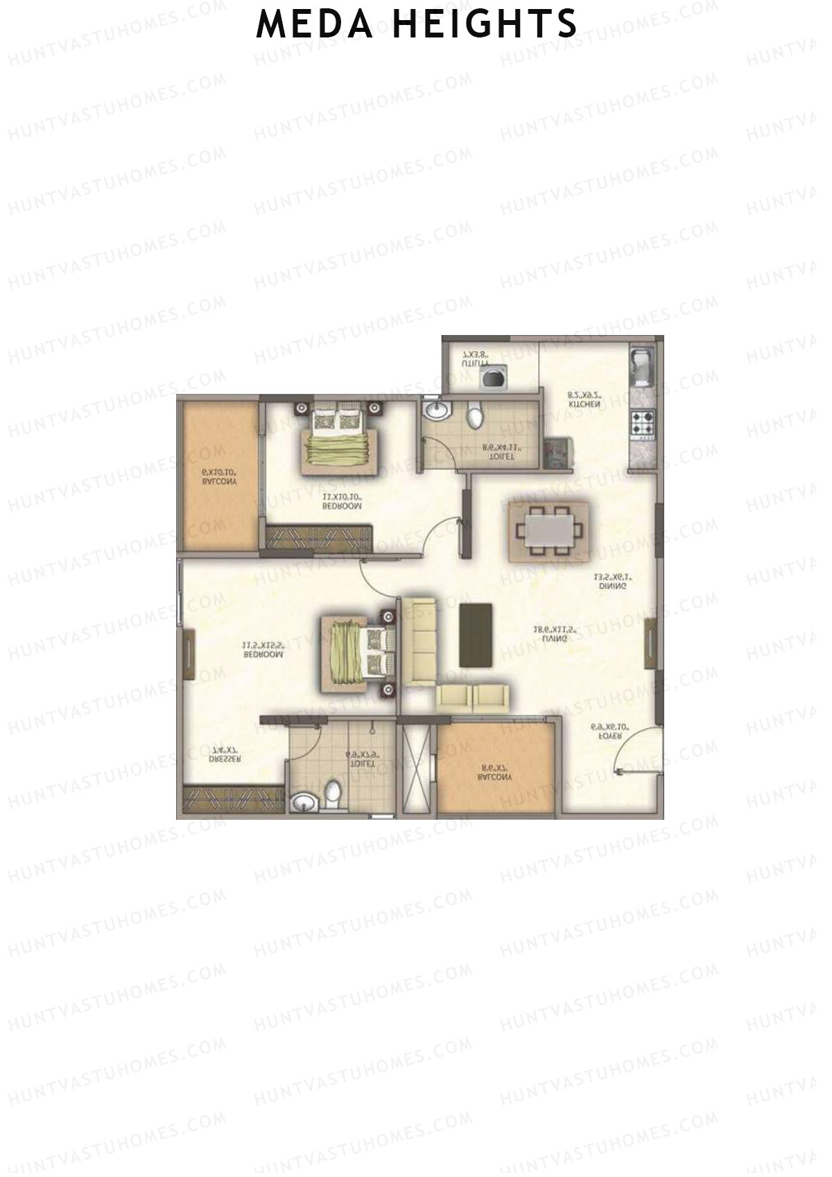 Meda Heights Block A Unit 12 (Type 1) Floor Plan