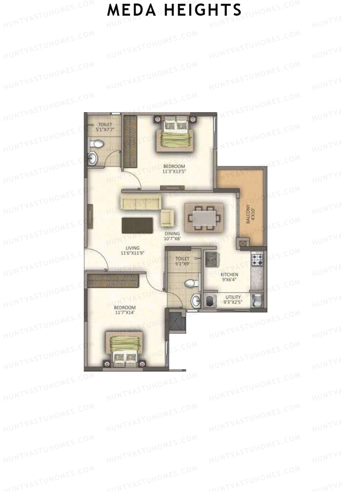 Meda Heights Block A Unit 3 (Type 3) Floor Plan