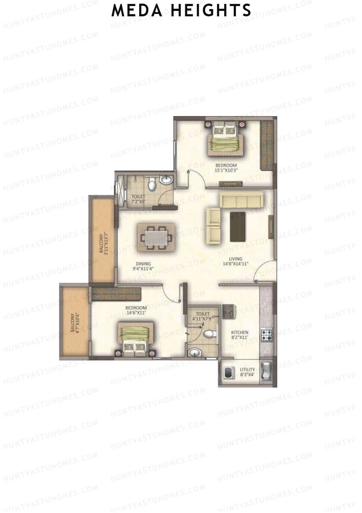 Meda Heights Block A Unit 8 (Type 2) Floor Plan