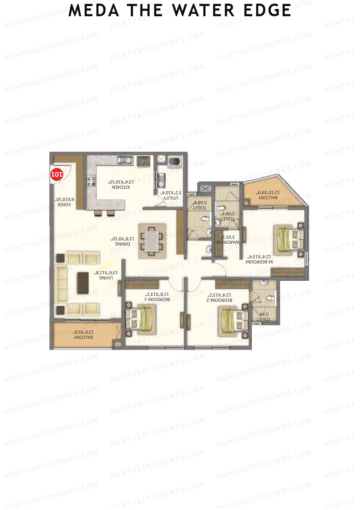 Meda The Water Edge Block A Unit 1 Floor Plan