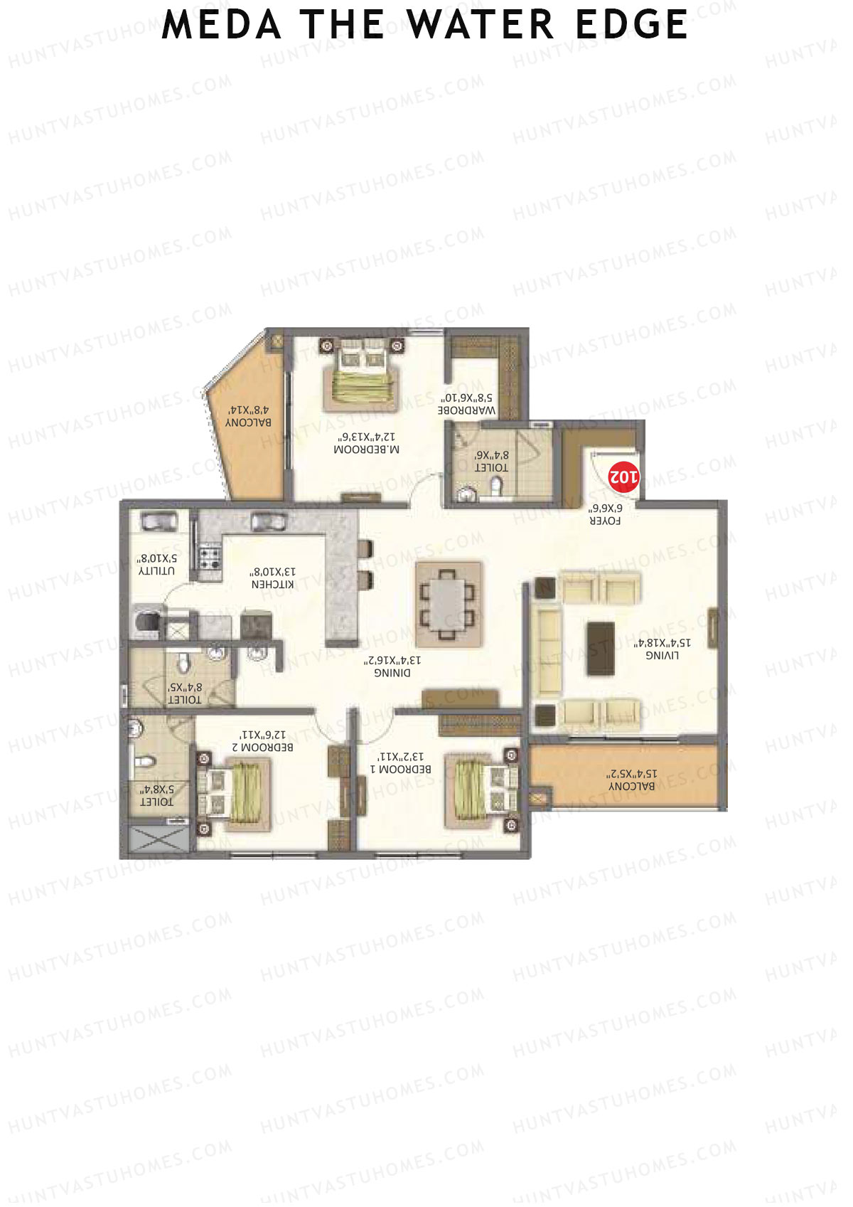 Meda The Water Edge Block A Unit 2 Floor Plan
